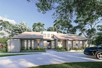 redesign modern usa uk duplex house,minimalist exterior render,concrete driveway