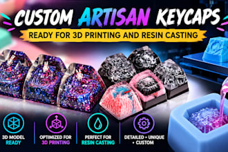 design custom artisan keycaps ready for 3d printing and resin casting