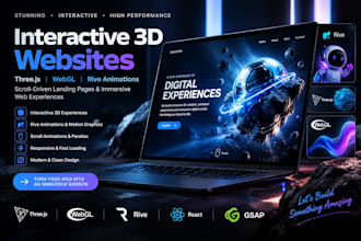 do interactive 3d website 3d rive animation webgl scrolling landing page threejs
