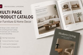 design a multi page product catalog for furniture and home decor in indesign