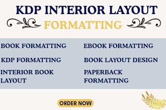 design KDP interior book layout, ebook formatting and print book formatting