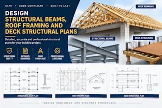 design structural beams, roof framing and deck structural plans