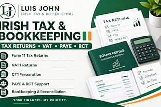 prepare irish tax returns, form 11, vat3, paye, ct1, rct and bookkeeping