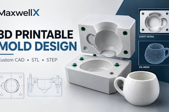design a custom 3d printable mold with stl and step files