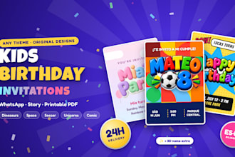design custom kids birthday party invitations in english or spanish