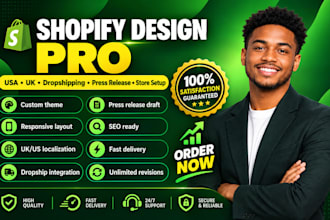 shopify design  US UK dropshipping store and press release writing distribution