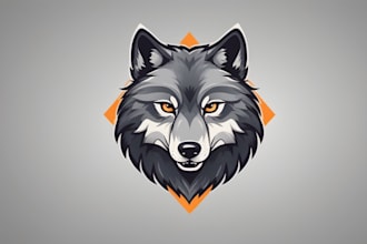 do modern wolf head logo design 1 day