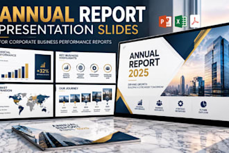 design annual report powerpoint slides for clear corporate business performance