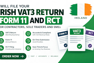 file your irish vat3 return form 11 rct for contractors sole traders and smes