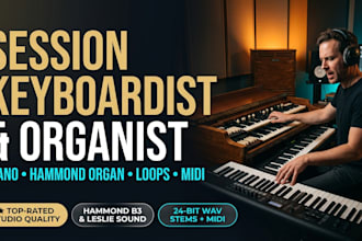 record professional piano, hammond organ, loops, lo fi keyboard track for you