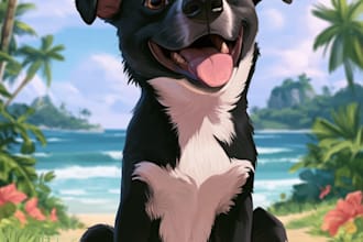 design a custom pet portrait illustration
