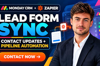 setup monday com crm zapier lead form integration contact sync automation