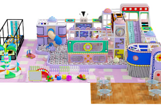 3d indoor playgound,soft kids play area,children play zone,amusement park render