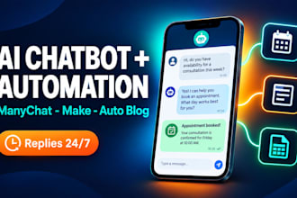 setup manychat automation make com automation ai whatsapp chatbot auto blog post