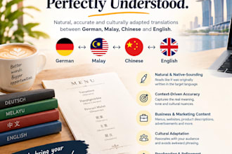 translate german, english, chinese, indonesian and malay