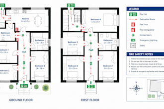 draw hmo fire escape plans and emergency evacuation layout designs