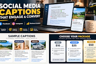 write engaging social media captions and facebook ad copy