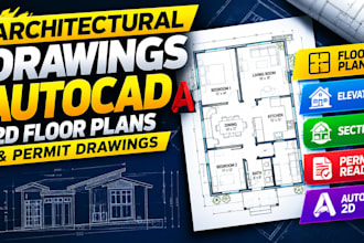 do your architectural drawing autocad 2d drawings 2d floor plan permit drawing