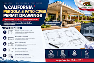 draw california pergola and patio cover permit drawings for city approval