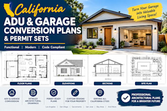 design california adu garage conversion plans and permit set
