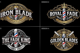 do custom barber barbershop, spa and beauty salon logo