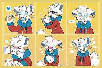 draw custom furry telegram sticker, animated furry emote, nsfw furry character