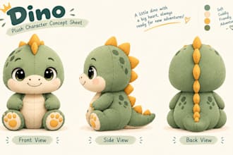 design custom plush toys plushies stuffed animals 3d character models amigurumi