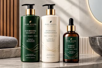 design premium haircare packaging, shampoo, conditioner and hair oil labels