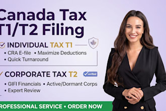 prepare and efile canada corporate tax t2 and individual tax t1