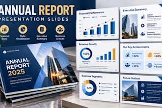 design annual report powerpoint slides for corporate financial performance revie