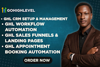 gohighlevel CRM setup booking workflow automation and landing page