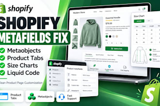 fix shopify metafields, metaobjects, product tabs and size charts