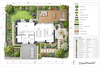 create 2d garden planting plans, landscape site plan, architect drafting layout