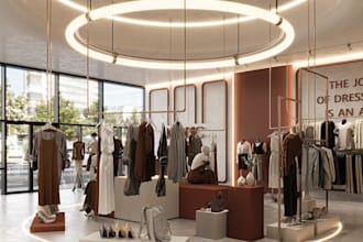 model interior exterior design for retail store commercial spaces and rendering