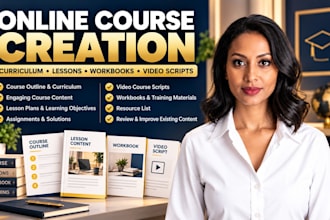 create online course curriculum course content, lessons and workbook design plan
