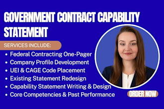 write and design professional capability statement for government contracts