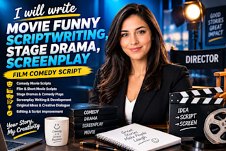 write movie funny scriptwriting, stage drama, screenplay film comedy script