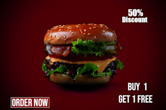 design professional food social media post, flyer, and burger banner