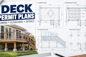draw deck permit plans, deck framing plans and patio permit drawings
