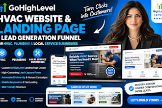 design gohighlevel landing page for hvac, plumbing and local service business