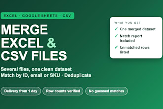 merge excel and CSV files into one clean dataset, remove duplicates