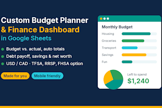 build a custom budget planner and finance dashboard in google sheets