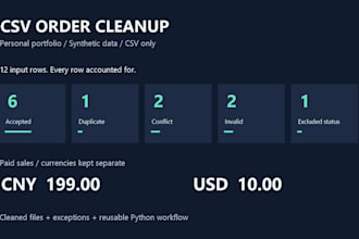 clean CSV files and automate order reports with python