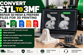 convert stl to 3mf, repair 3d mesh and prepare files for 3d printing