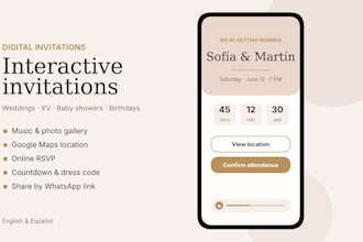 design an interactive digital invitation for weddings, quinceaneras and parties