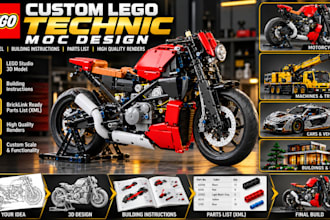 design custom lego technic models, vehicles, lego design, 3d lego and moc builds
