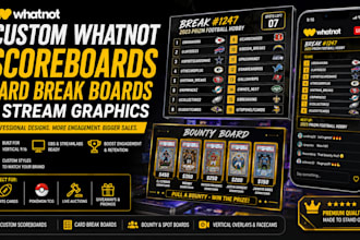 custom whatnot scoreboards and card break boards