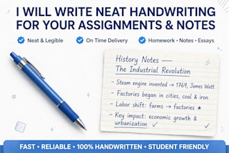 write assignments and notes in neat handwriting