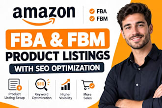 setup amazon fba fbm product listings with SEO amazon listing optimization image