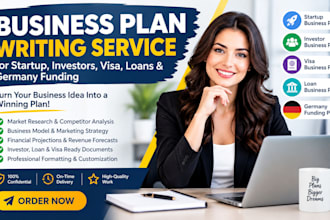 write a business plan for startup, investors, visa, loans and germany funding